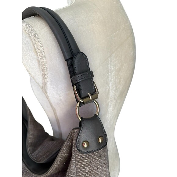 Mellow World Shoulder Bag Brown Metallic Thread Studded Gemstones Vegan Leather - Picture 3 of 13